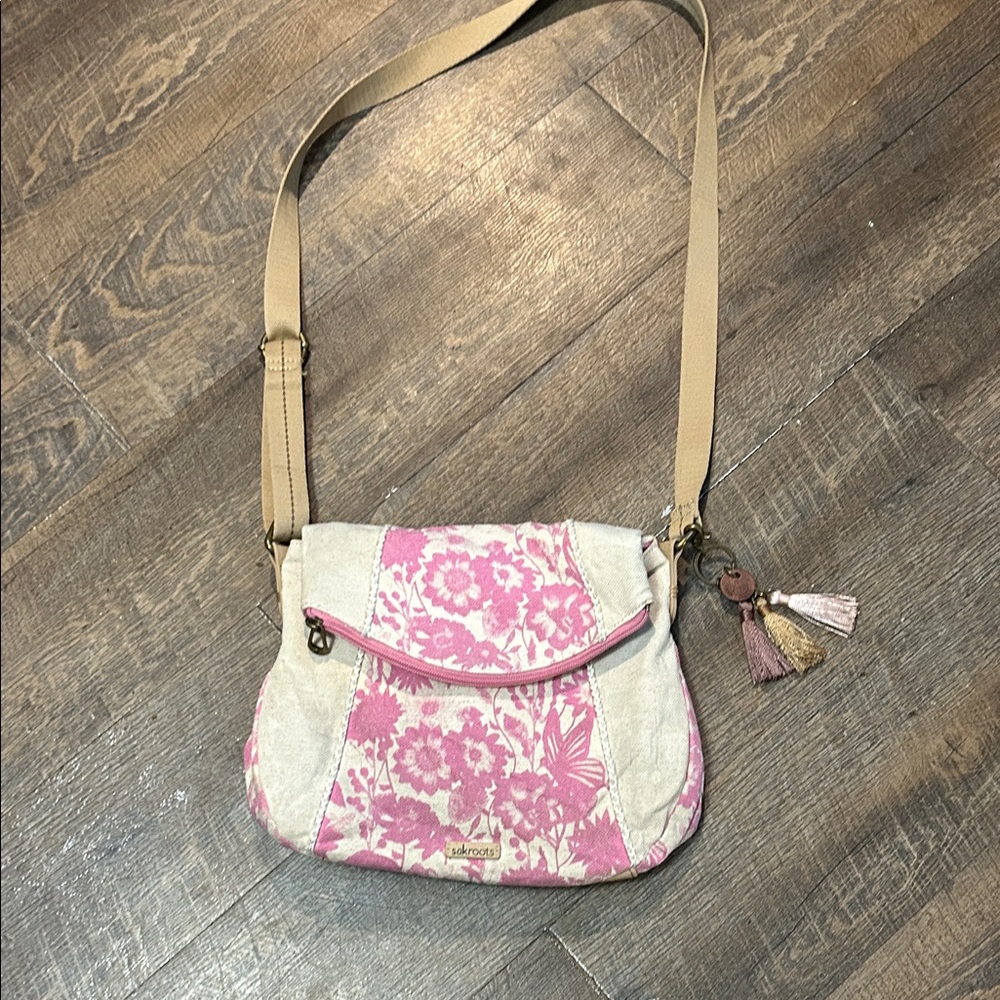 Sakroots Pink and Cream Crossbody Bag